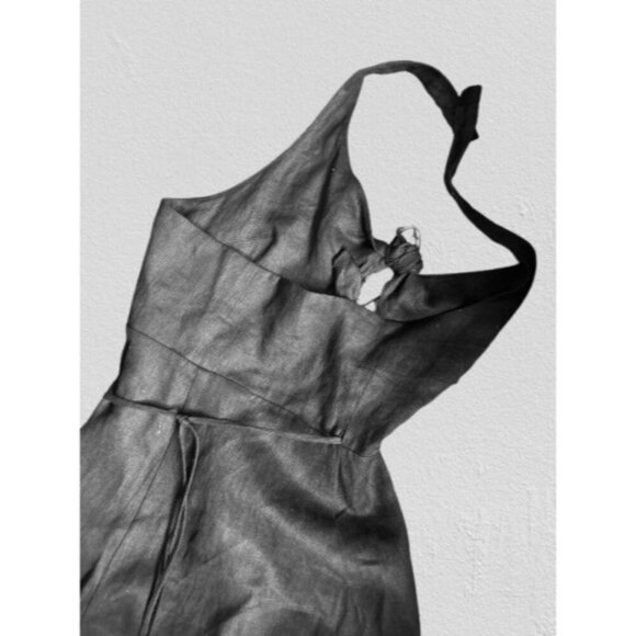 REFORMATION Linen Dress Halter Tie-Front Sleeveless Midi A-Line Size Med - Picture 6 of 11